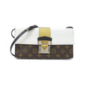 Louis Vuitton Marron White Coated Canvas Leather Handbag Pochette
