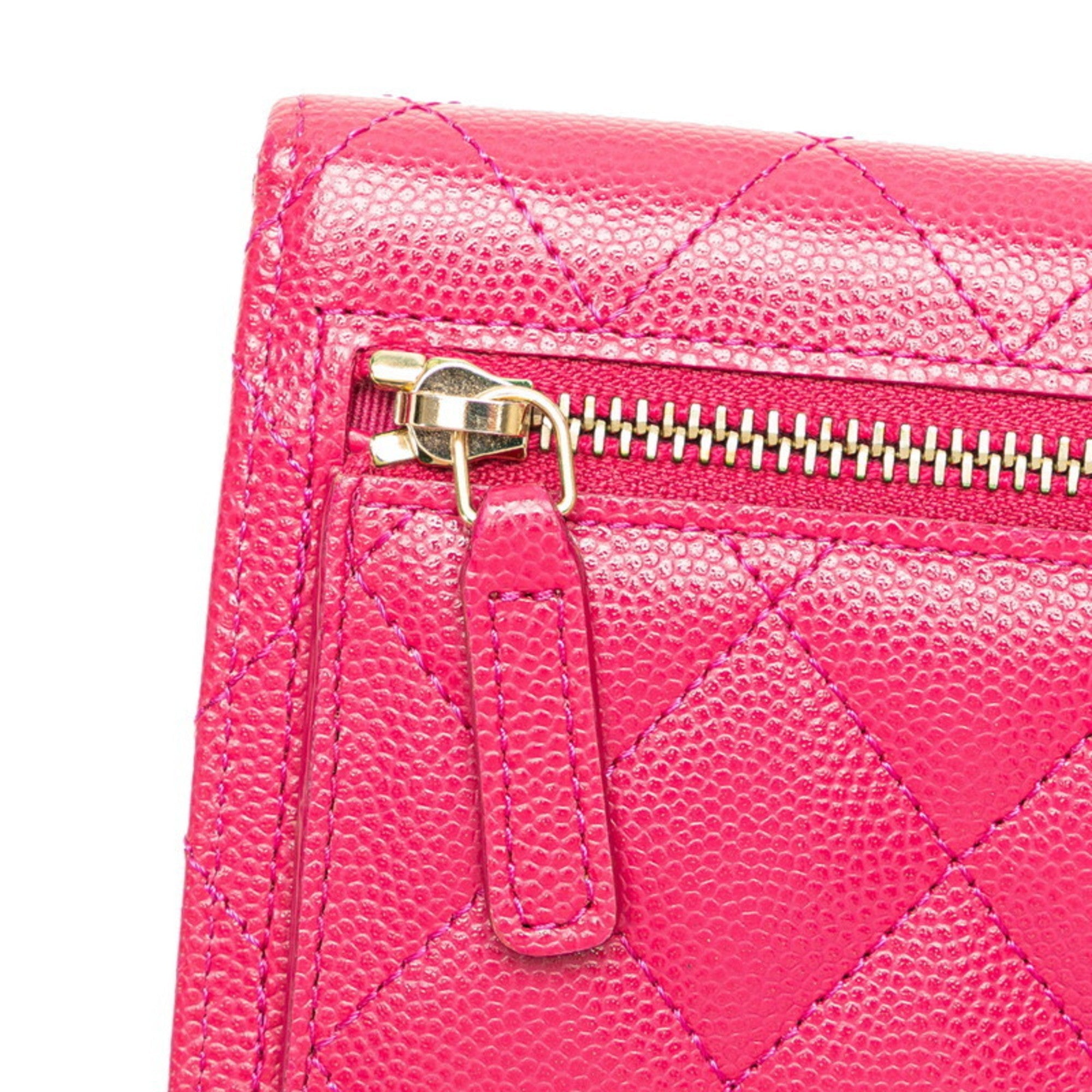 Chanel Pink Grained Calfskin Wallet (Bi-Fold)