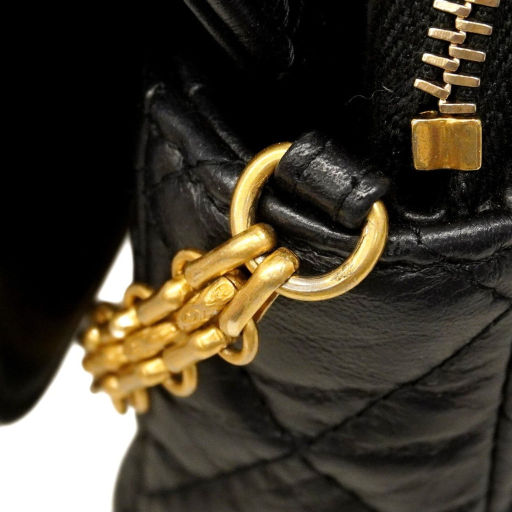 Chanel Black Leather Chain/Shoulder Wallet