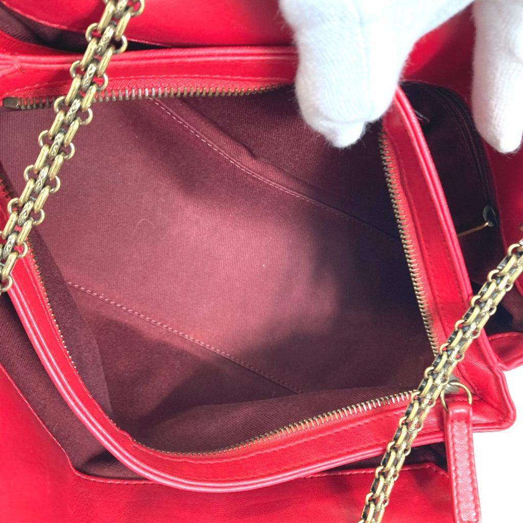 Chanel Red Leather Shoulder Bag