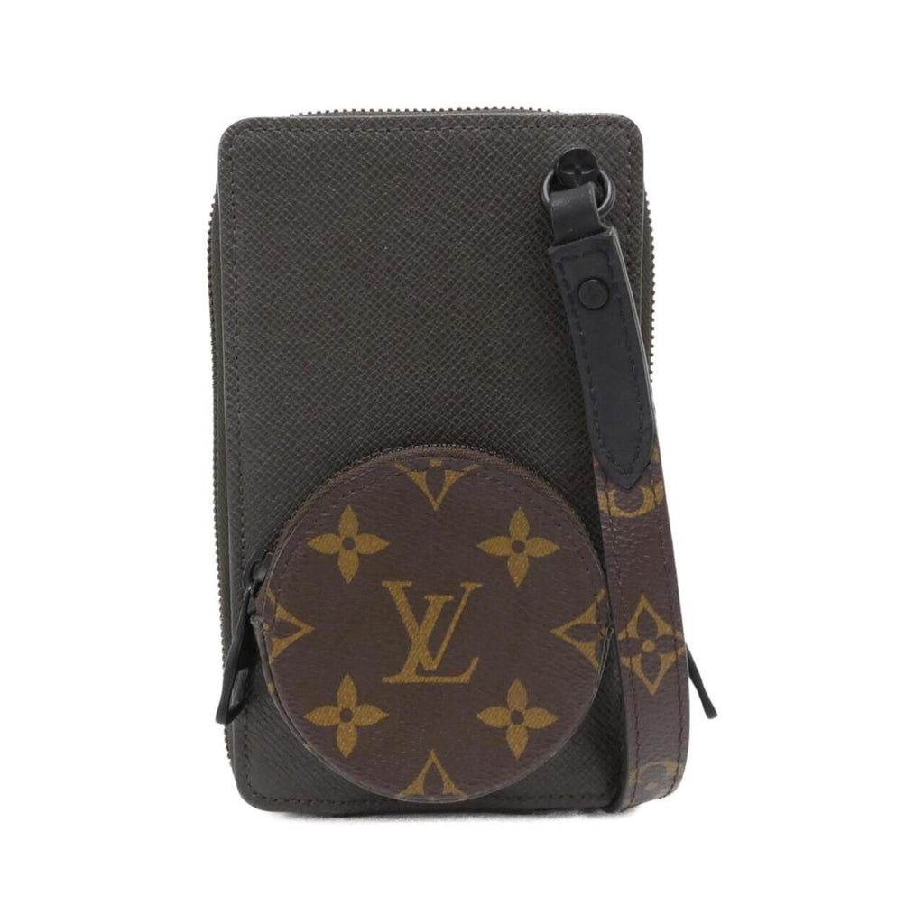 Louis Vuitton Black Khaki Marron Coated Canvas Leather Shoulder Bag