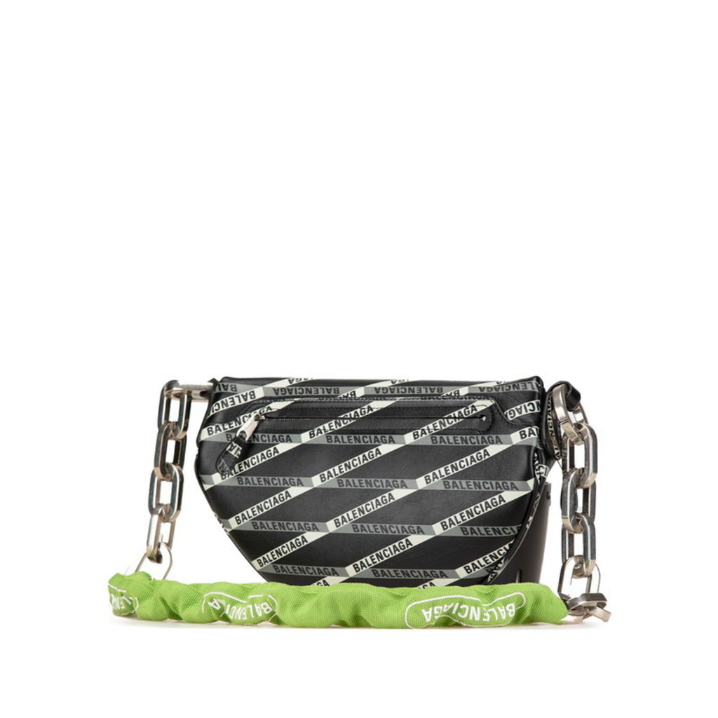 Balenciaga Black Green Leather Fanny Pack