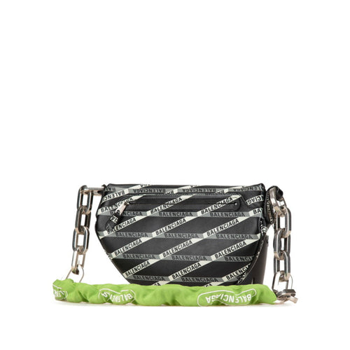 Balenciaga Black Green Leather Fanny Pack