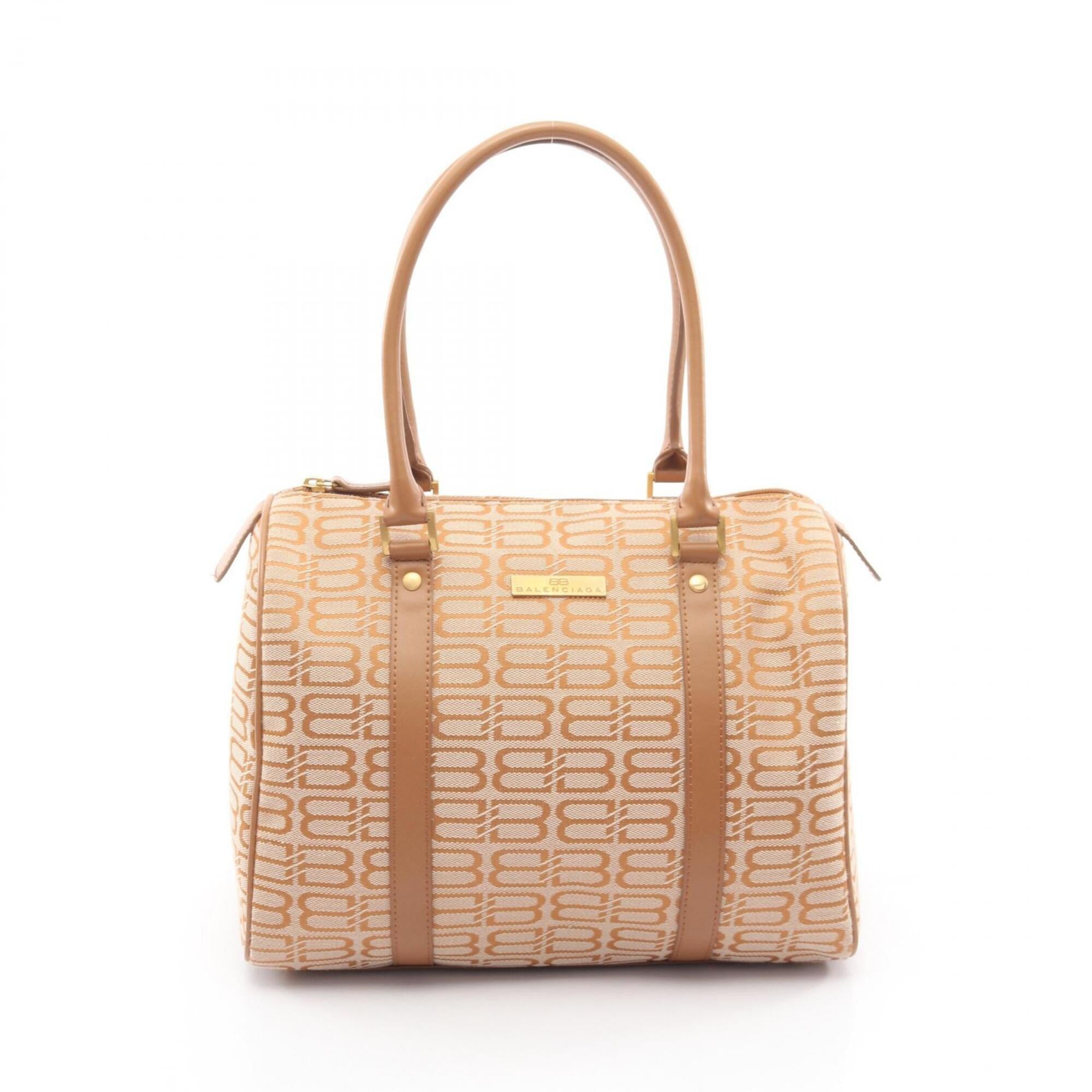 Balenciaga Beige Brown Canvas Leather Hand