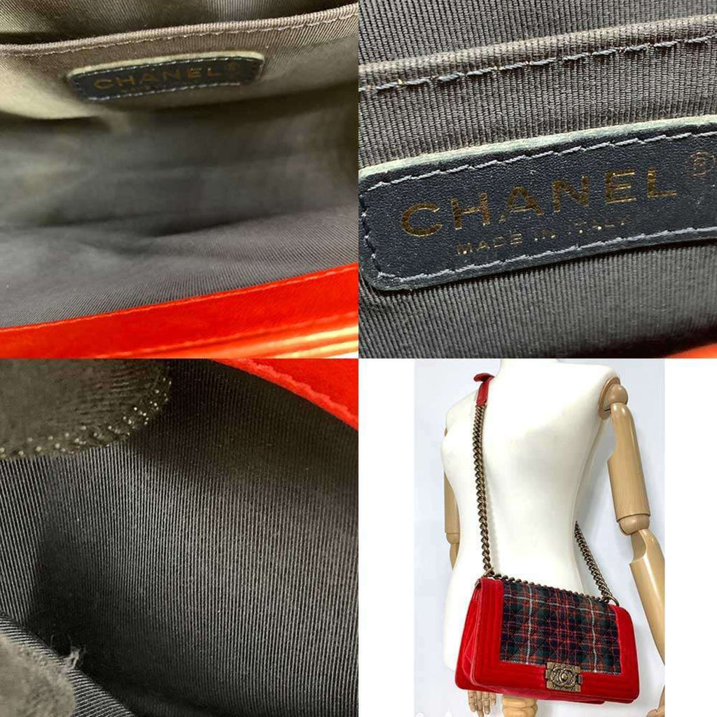 Chanel Green Red Color Canvas Shoulder Bag