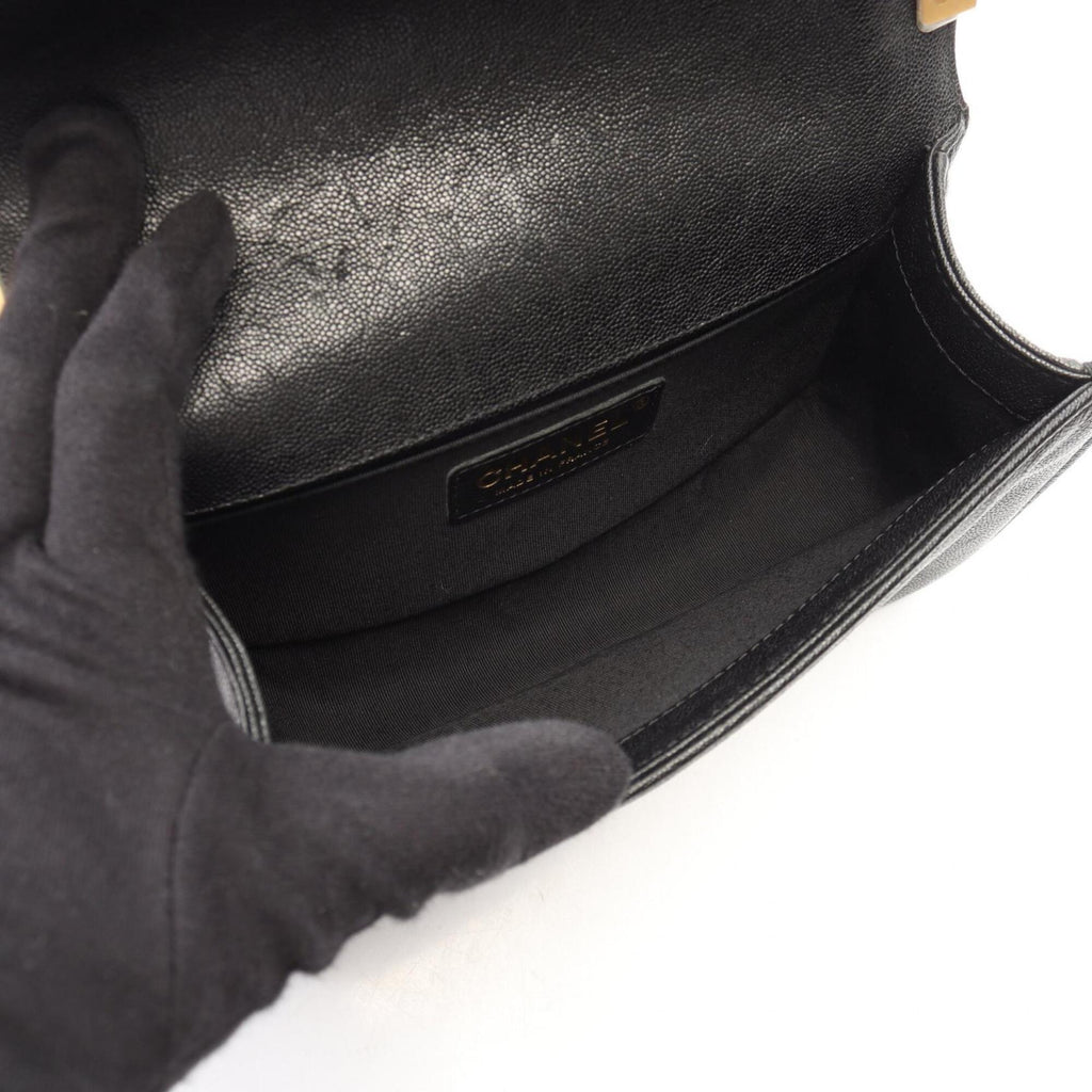 Chanel Black Grained Calfskin Handbag Shoulder Bag