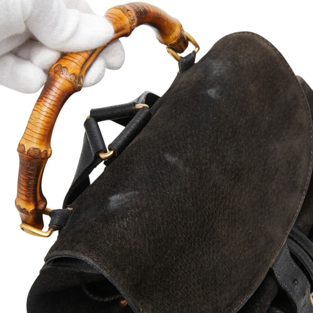 Gucci Black Suede Leather Backpack (Pre-Owned)