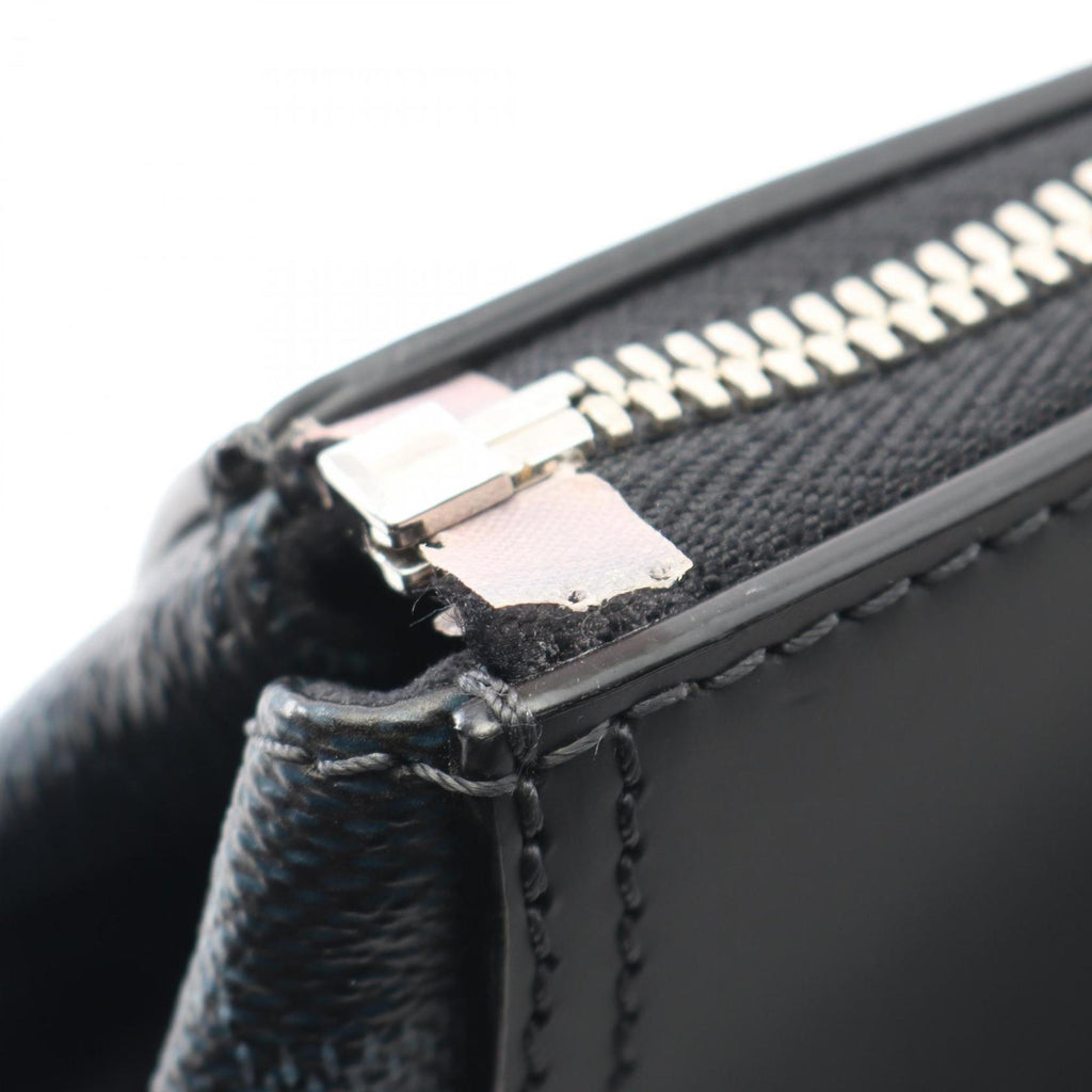 Louis Vuitton Black Blue Coated Canvas Leather Tote Bag