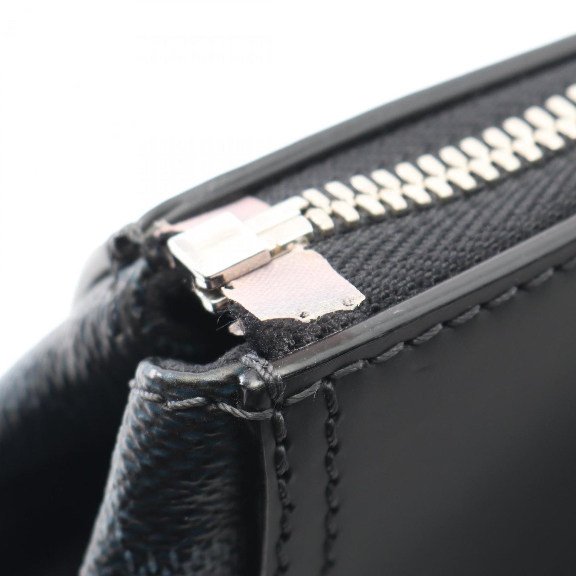 Louis Vuitton Black Blue Coated Canvas Leather Tote Bag