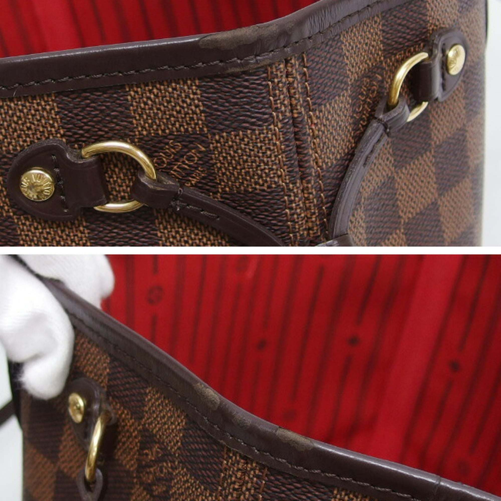 Louis Vuitton Brown Damier Canvas Leather Handbag Tote Bag