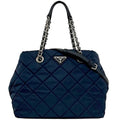 Prada Navy Nylon Saffiano Triangle Shoulder Bag Tote Bag