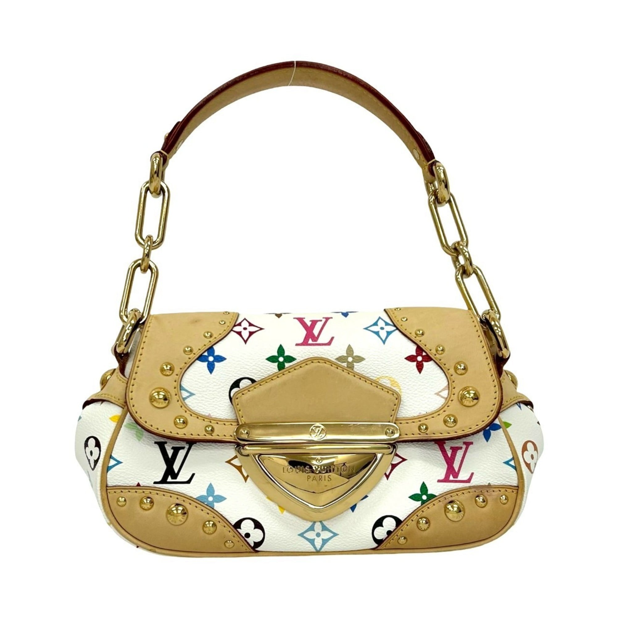 Louis Vuitton White Leather Pvc Shoulder Bag
