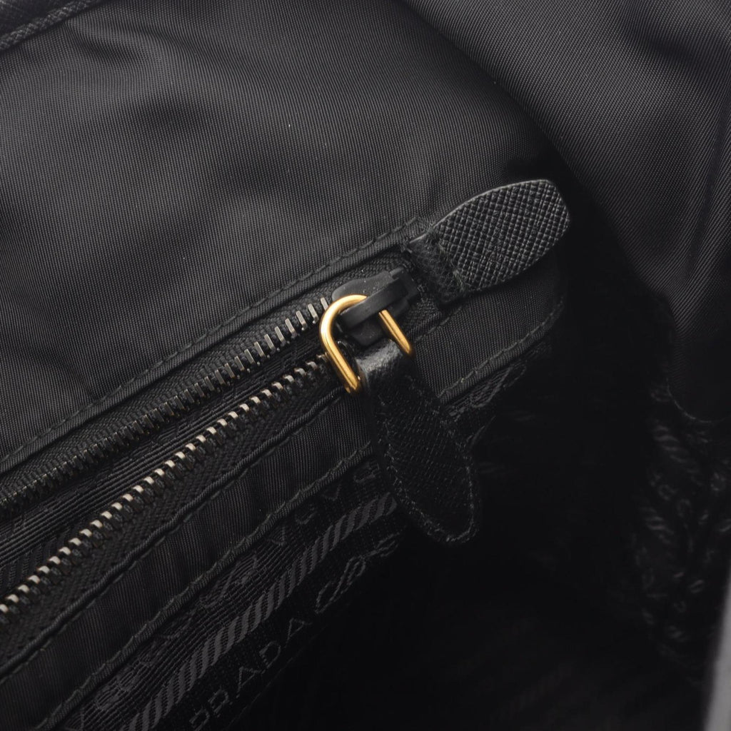 Prada Black Multi-Color Nylon Leather Tote Bag