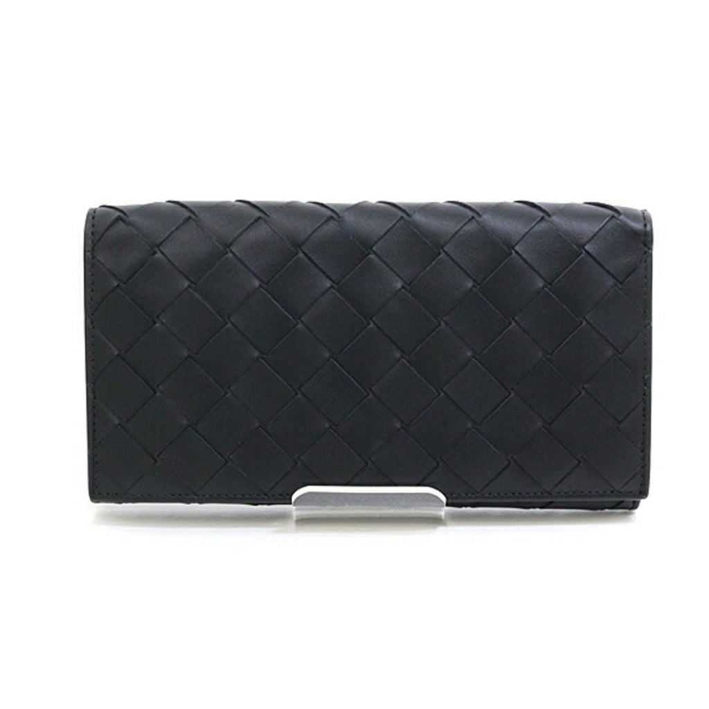Bottega Veneta Black Green Leather Long Wallet (Bi-Fold)