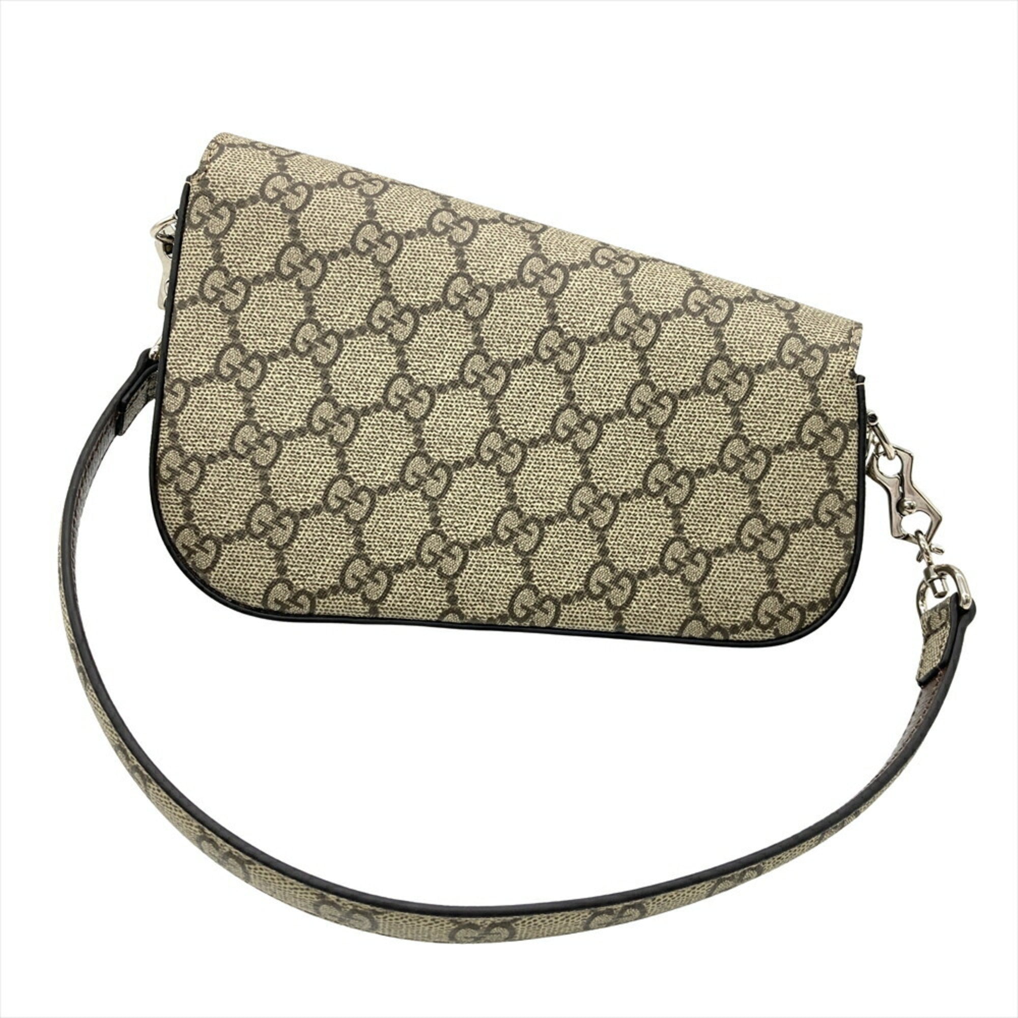 Gucci Horsebit Beige Gg Supreme Shoulder Bag (Pre-Owned)