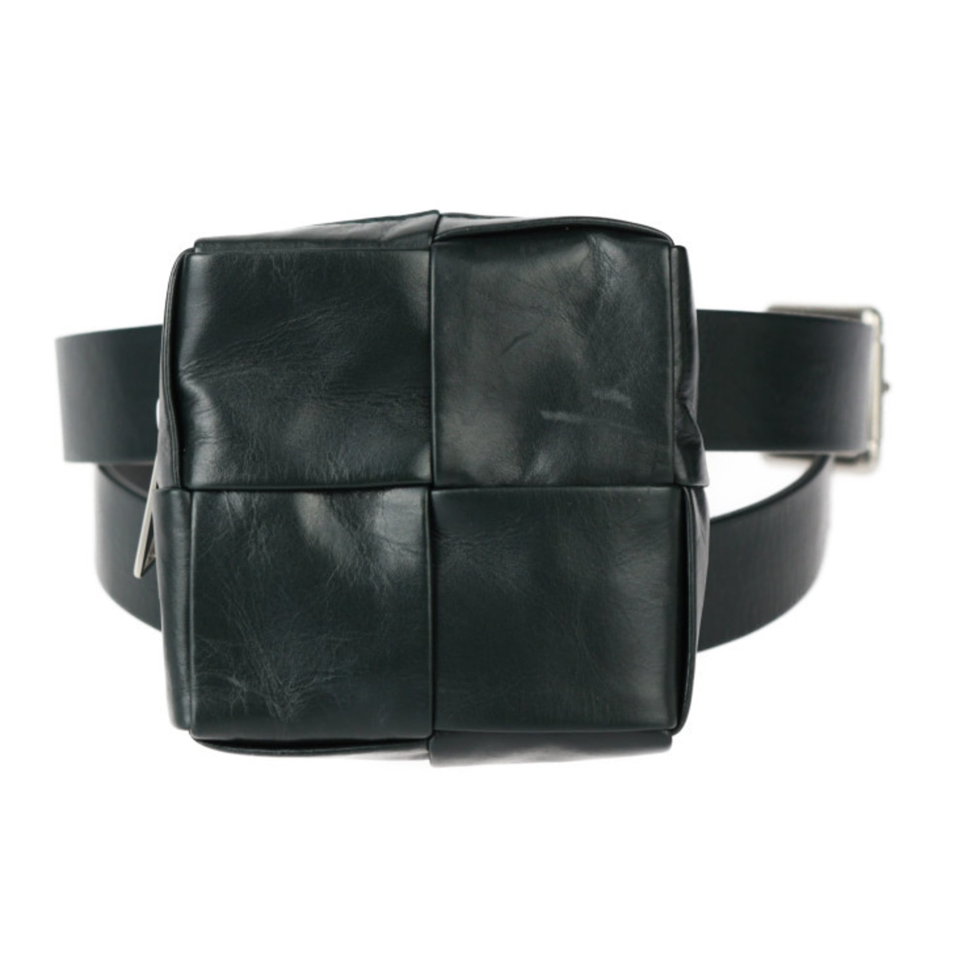 Bottega Veneta Intrecciato Dark Green Leather Fanny Pack Sling Bag