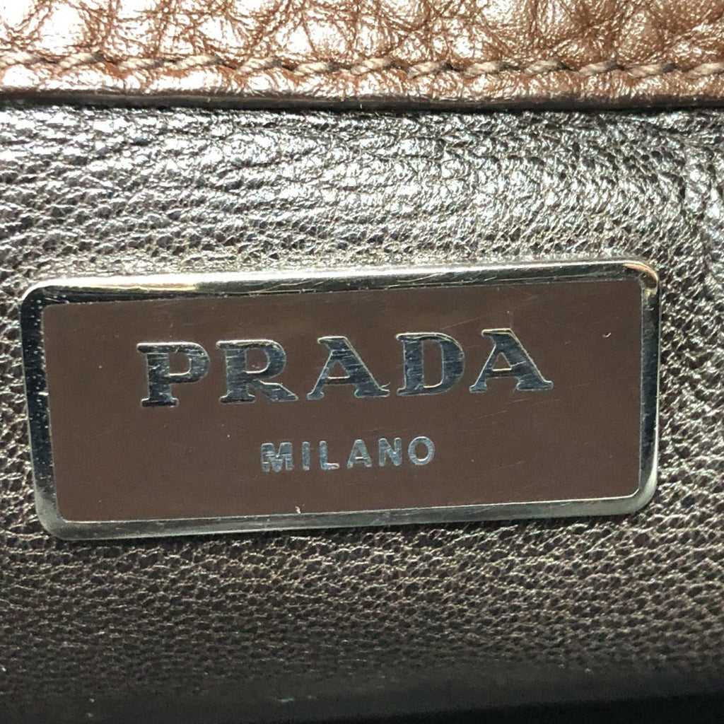 Prada Beige Brown Leather Shoulder Bag