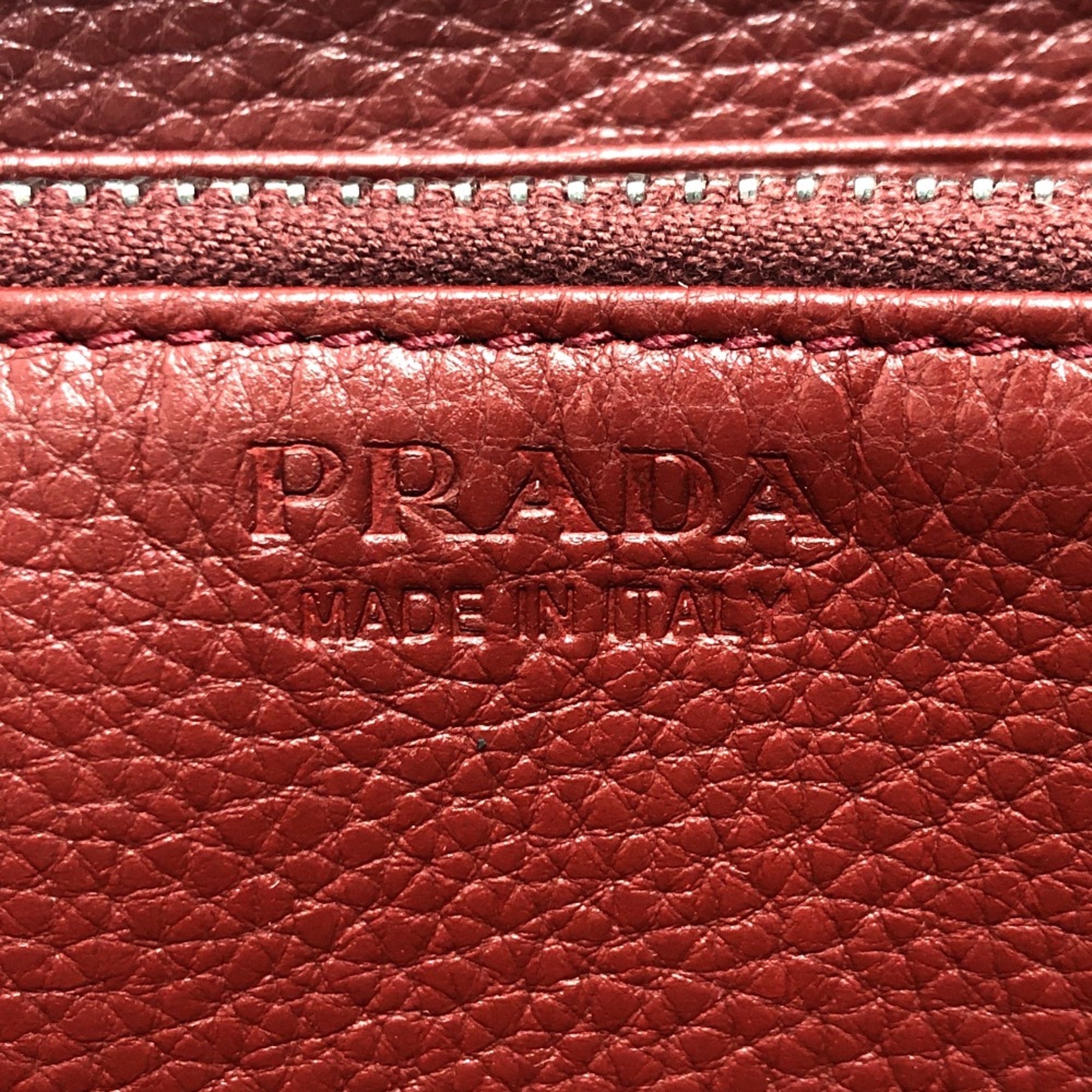 Prada Red Leather Long Wallet (Bi-Fold)