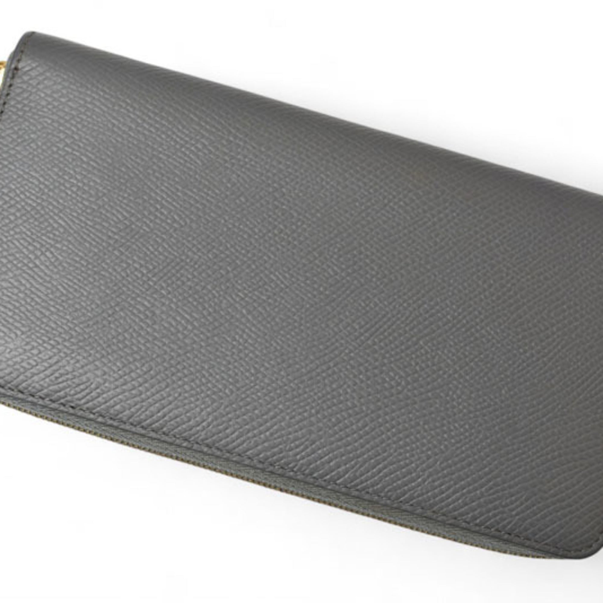 Celine Gray Leather Long Wallet (Bi-Fold)
