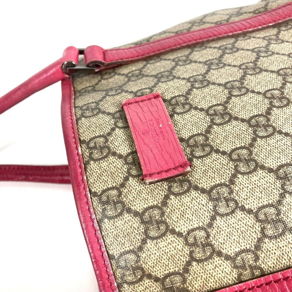 Gucci Beige Pink Gg Supreme Canvas Leather Shoulder Bag Tote Bag (Pre-Owned)