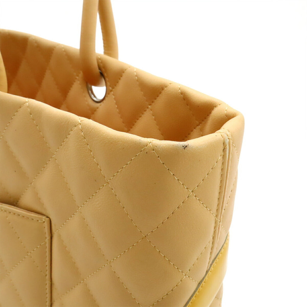 Chanel Beige Yellow Leather Shoulder Bag Tote Bag
