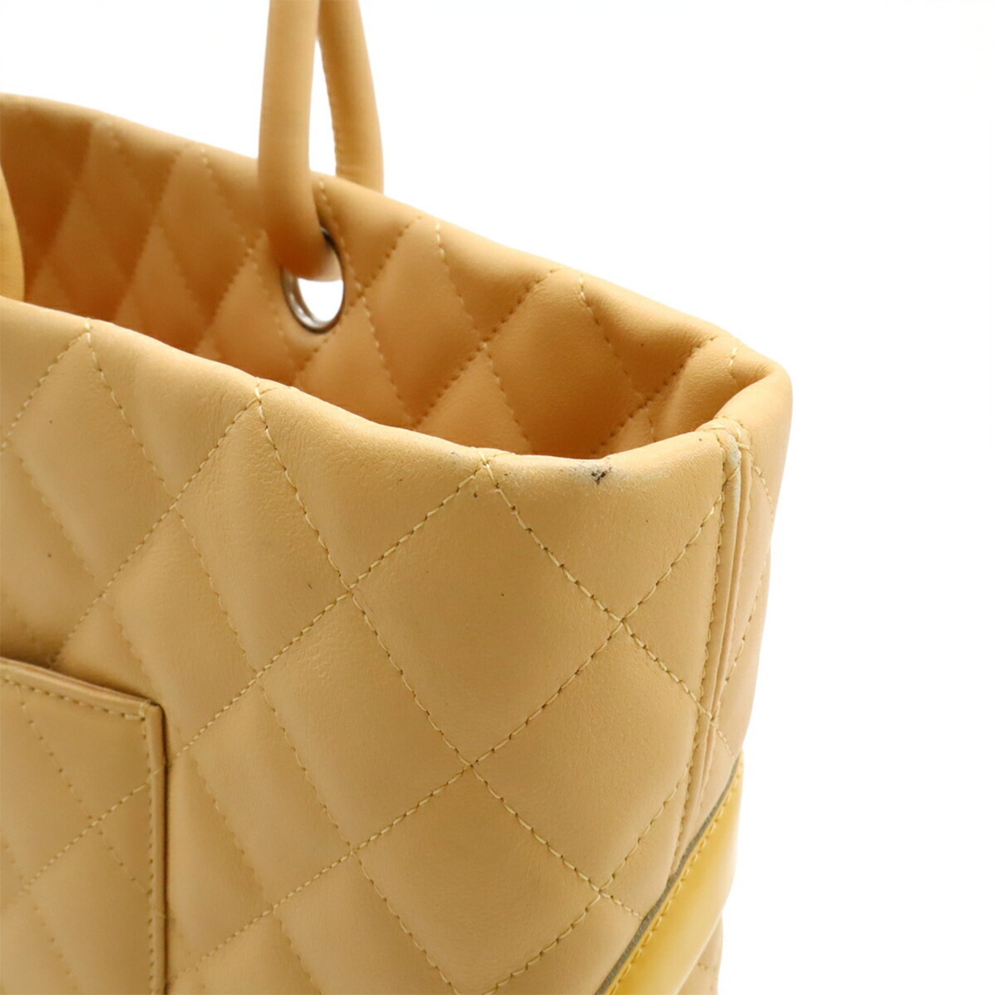 Chanel Beige Yellow Leather Shoulder Bag Tote Bag