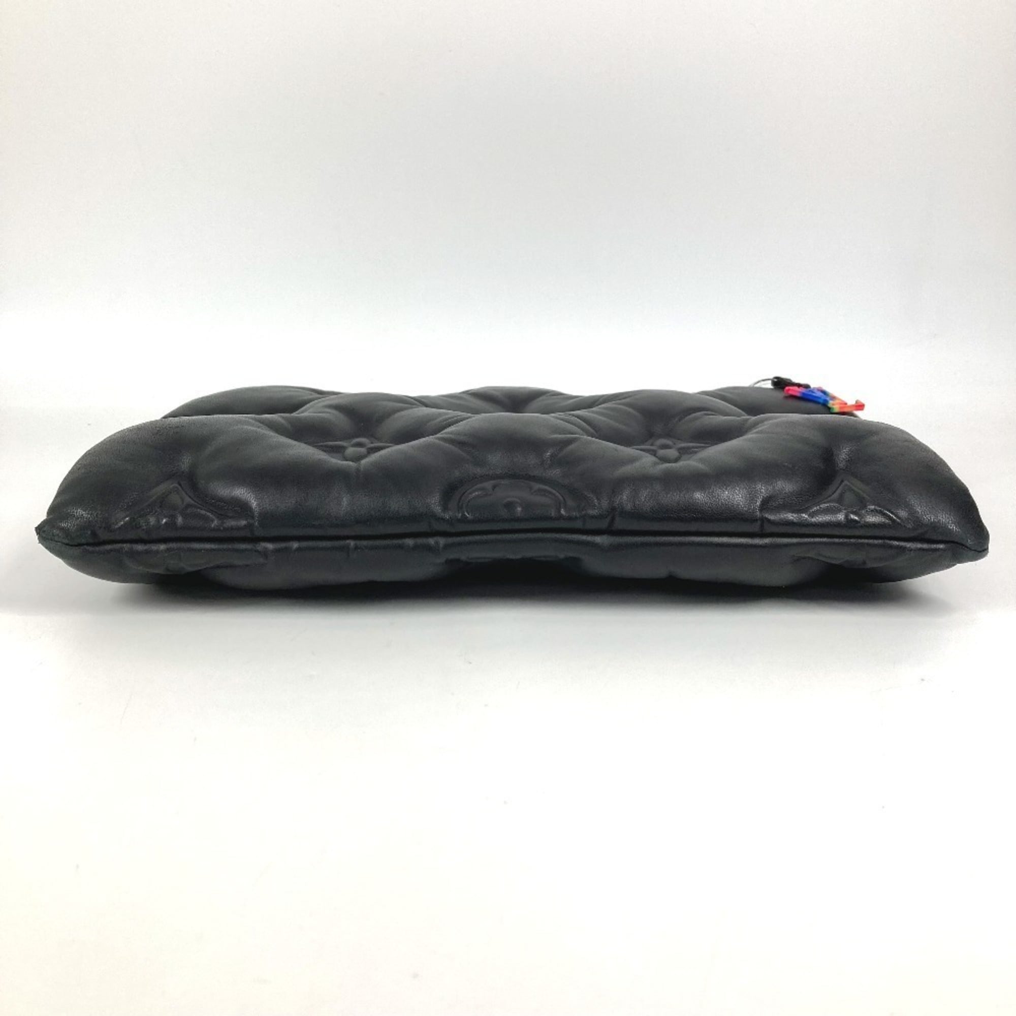 Louis Vuitton Black Noir Leather Clutch Bag Pochette Pouch