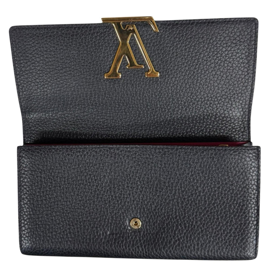 Louis Vuitton Black Noir Leather Long Wallet