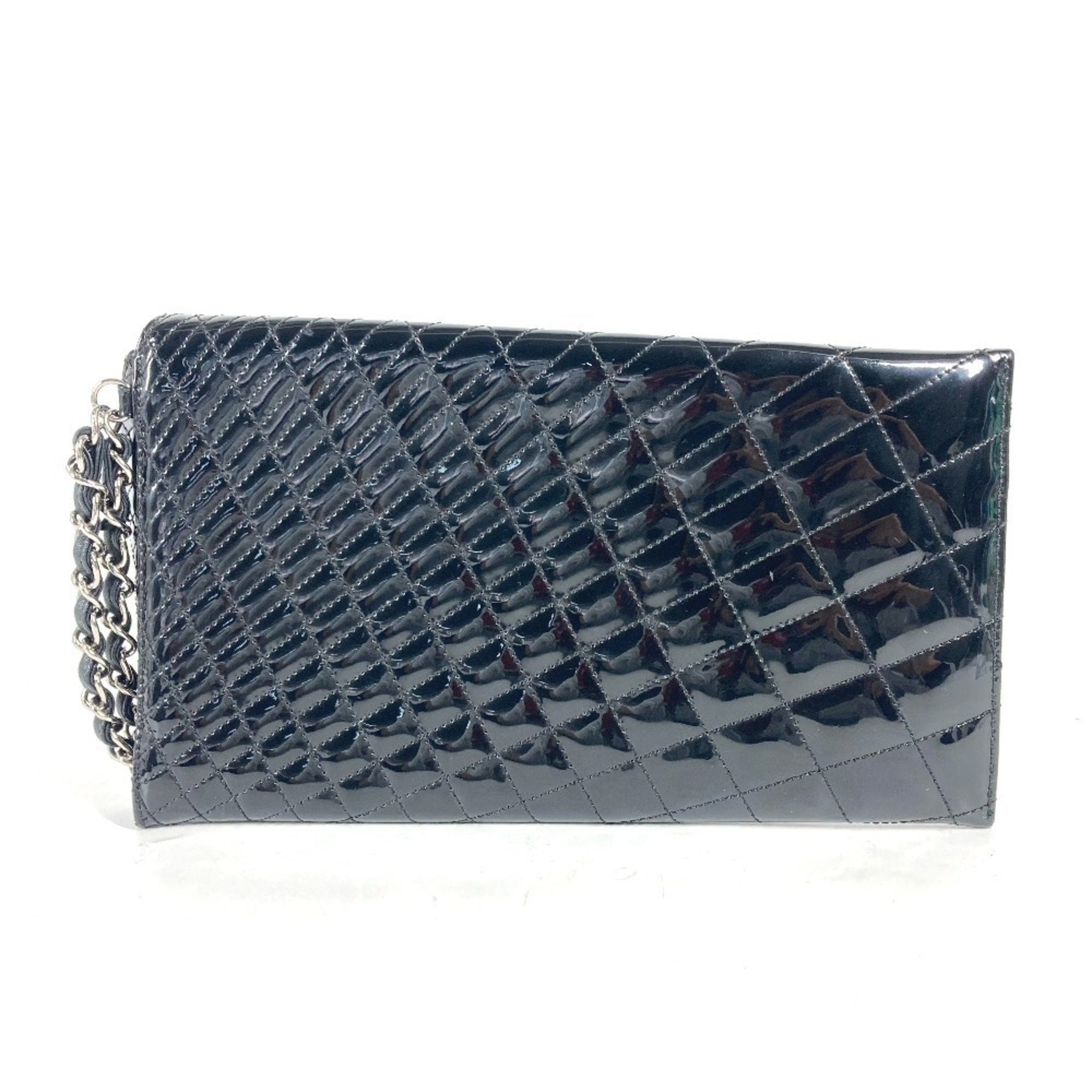 Chanel Black Patent Leather Clutch Bag Pouch