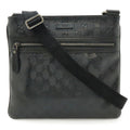 Gucci Gg Imprimé Black Coated Canvas Leather Shoulder Bag (Pre-Owned)