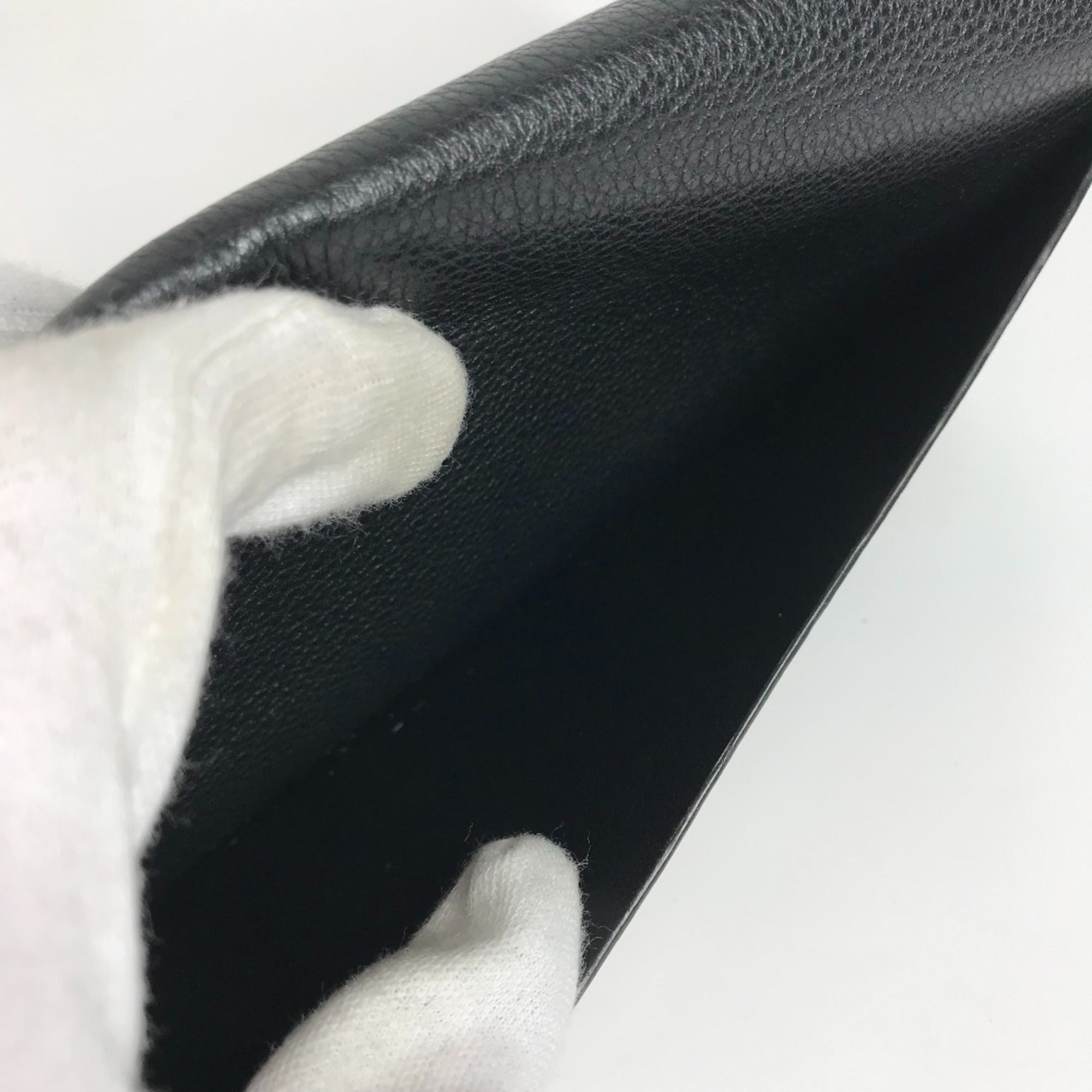 Louis Vuitton Black Leather Long Wallet (Tri-Fold)
