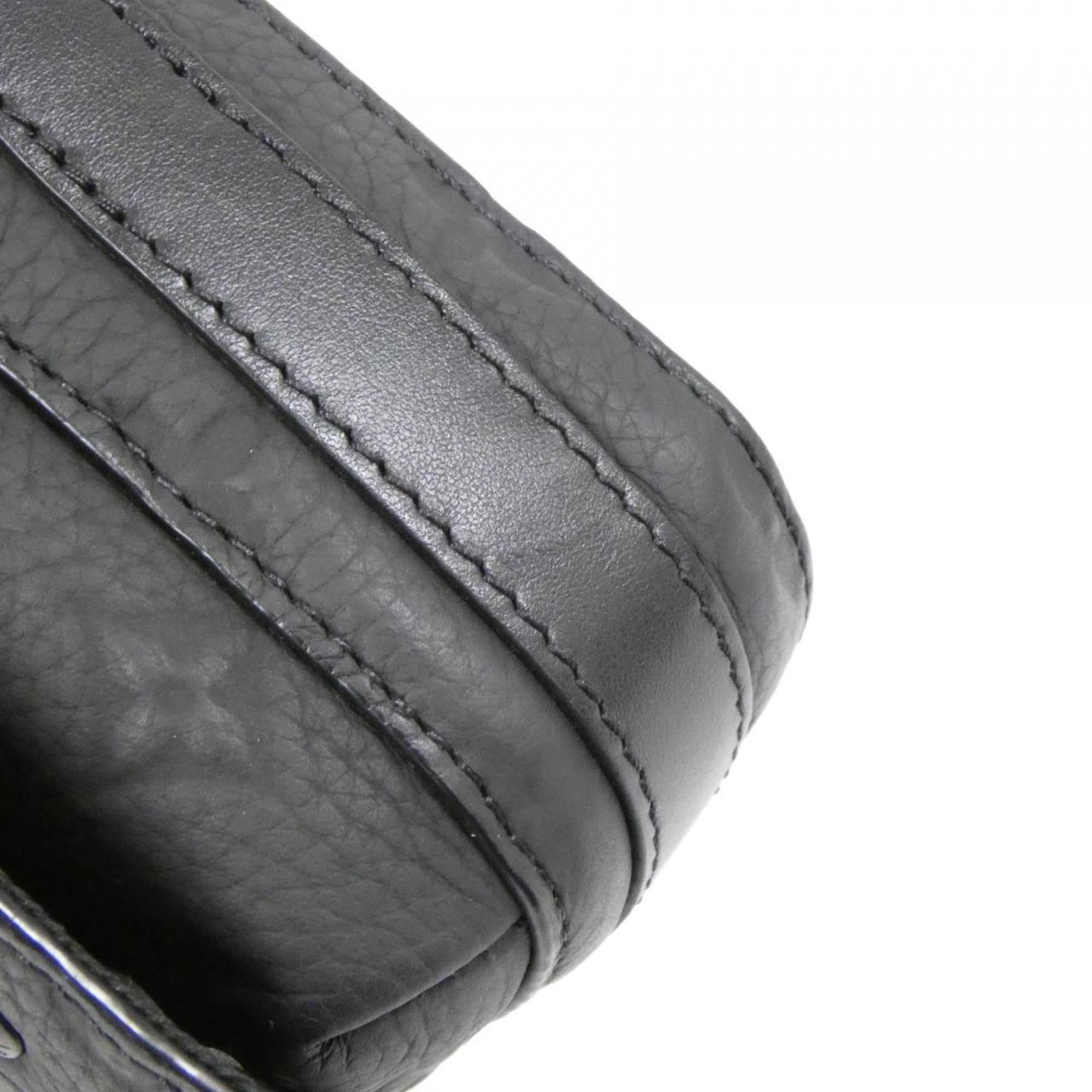 Louis Vuitton Black Leather Messenger Bag Shoulder Bag