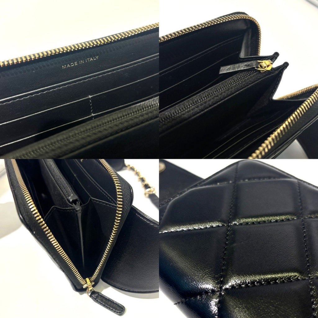 Chanel Black Leather Long Wallet (Bi-Fold)