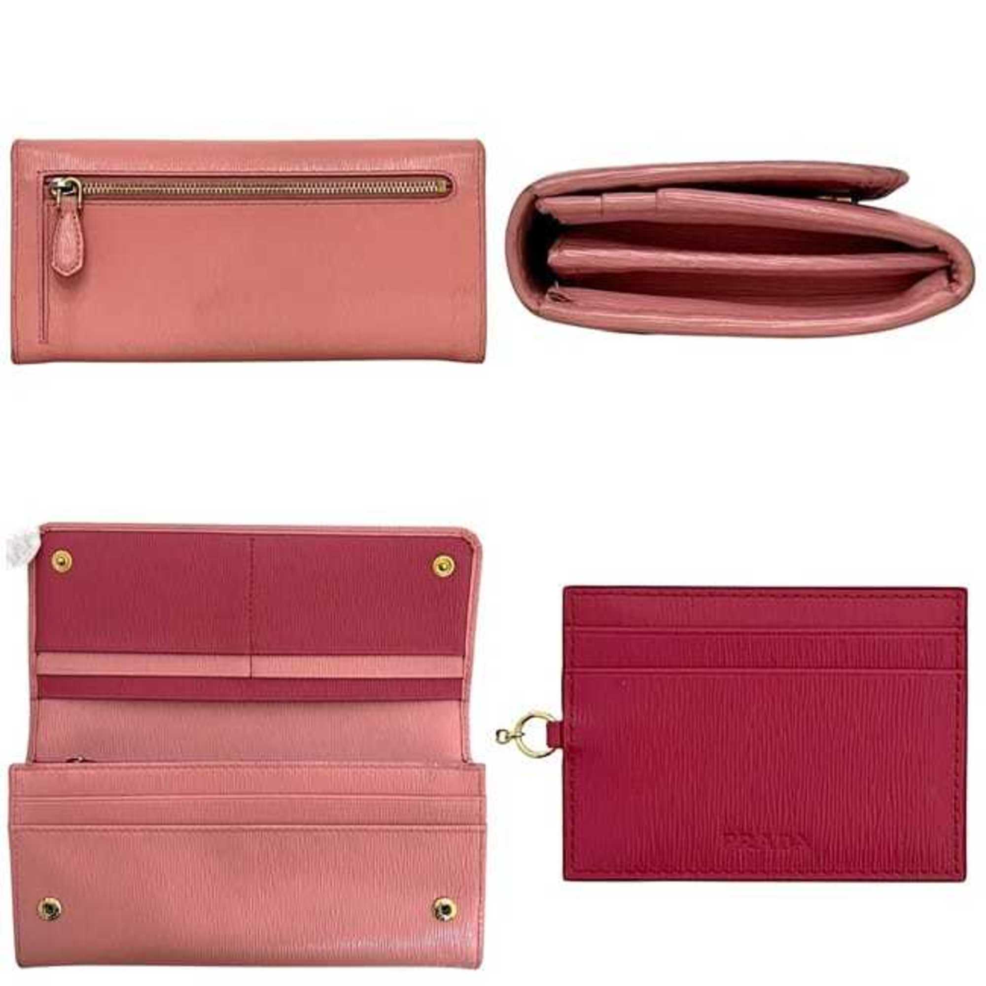 Prada Pink Leather Long Wallet (Bi-Fold)