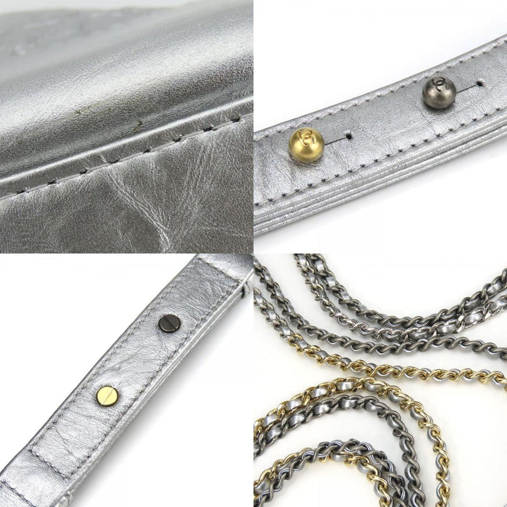 Chanel Metallic Silver Leather Shoulder Bag