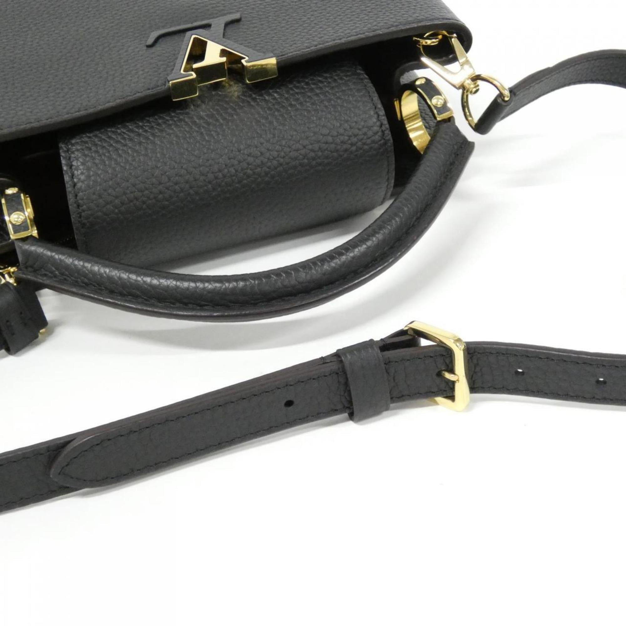 Louis Vuitton Black Leather Handbag Shoulder Bag