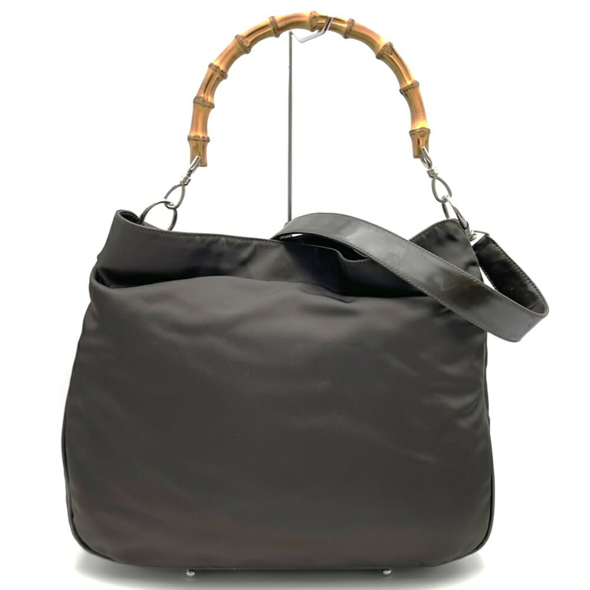 Gucci Brown Nylon Leather Shoulder Bag (Pre-Owned)
