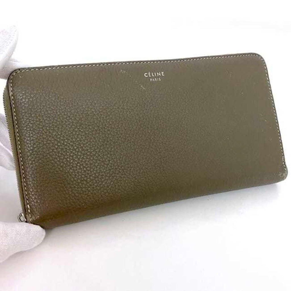 Celine Grayish Leather Long Wallet (Bi-Fold)