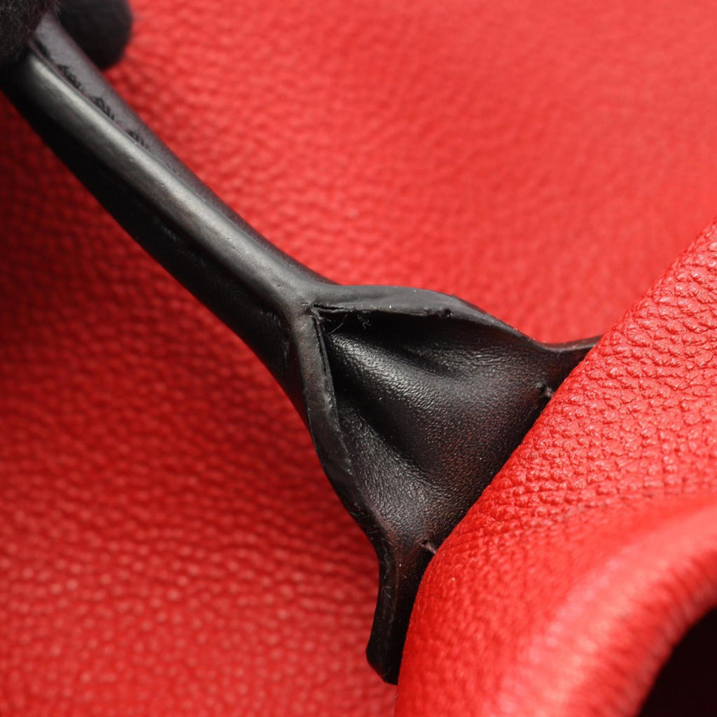 Louis Vuitton Black Brown Monogram Red Color Coated Canvas Leather Tote Bag