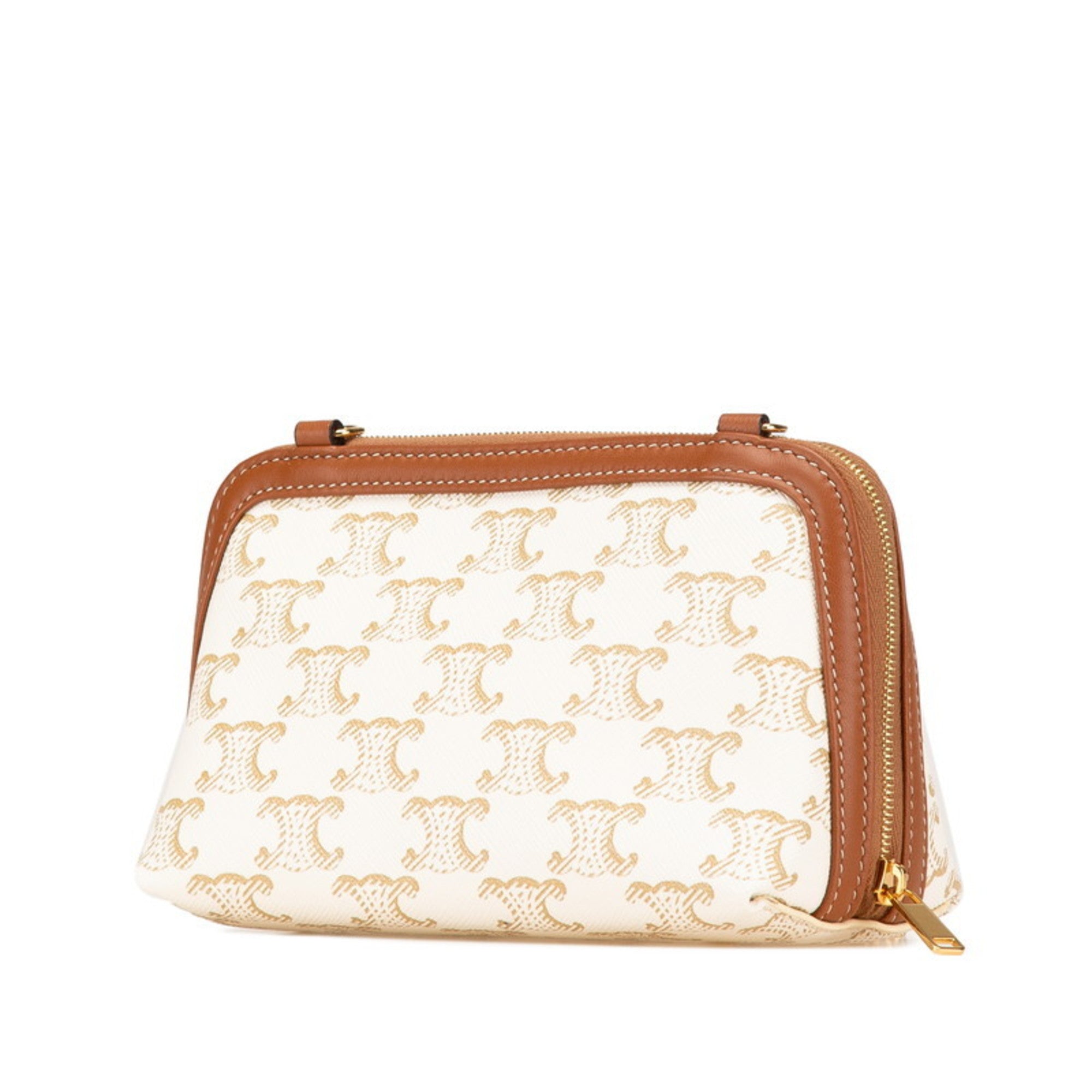 Celine Brown White Pvc Leather Shoulder Bag
