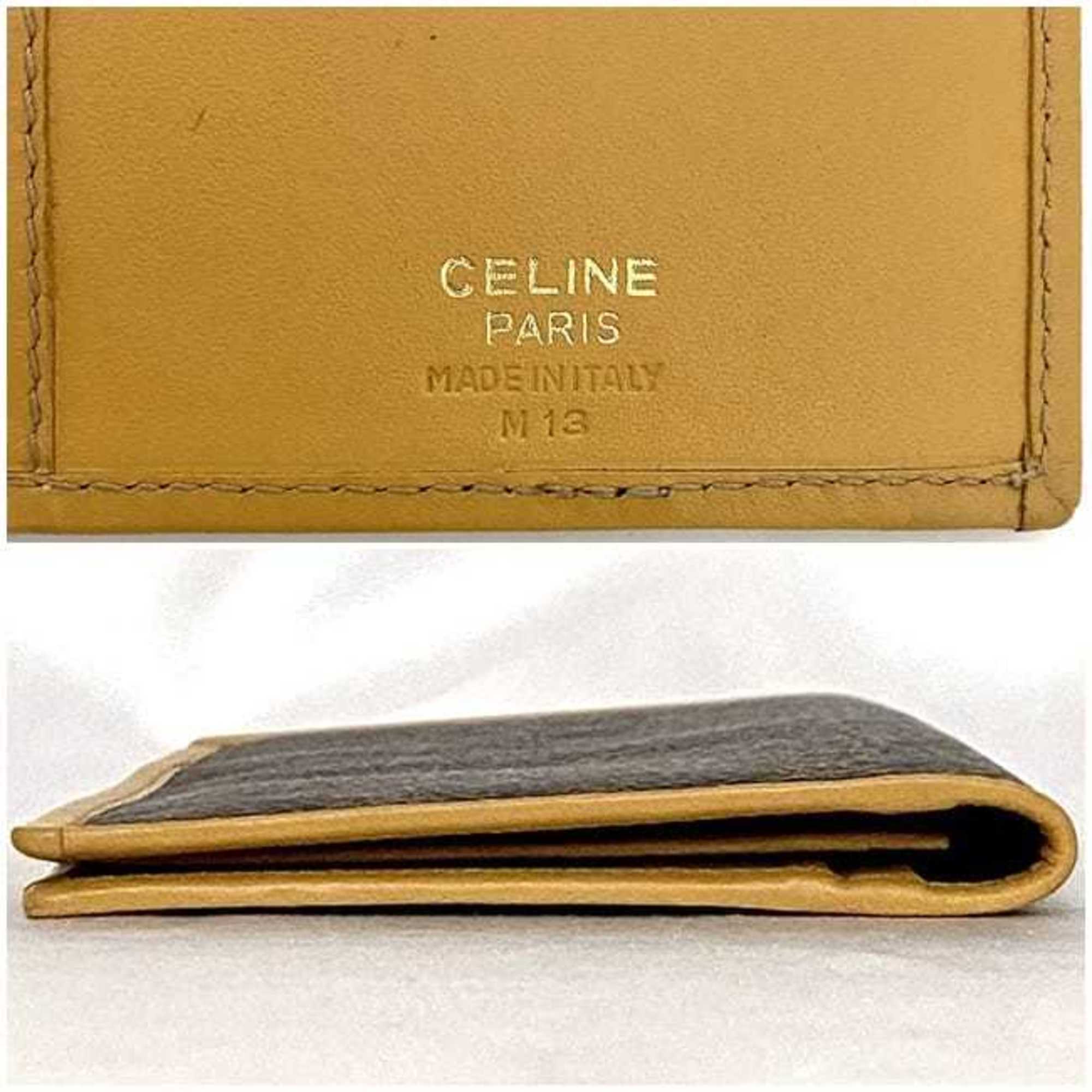 Celine Beige Brown Pvc Leather Long Wallet (Bi-Fold)