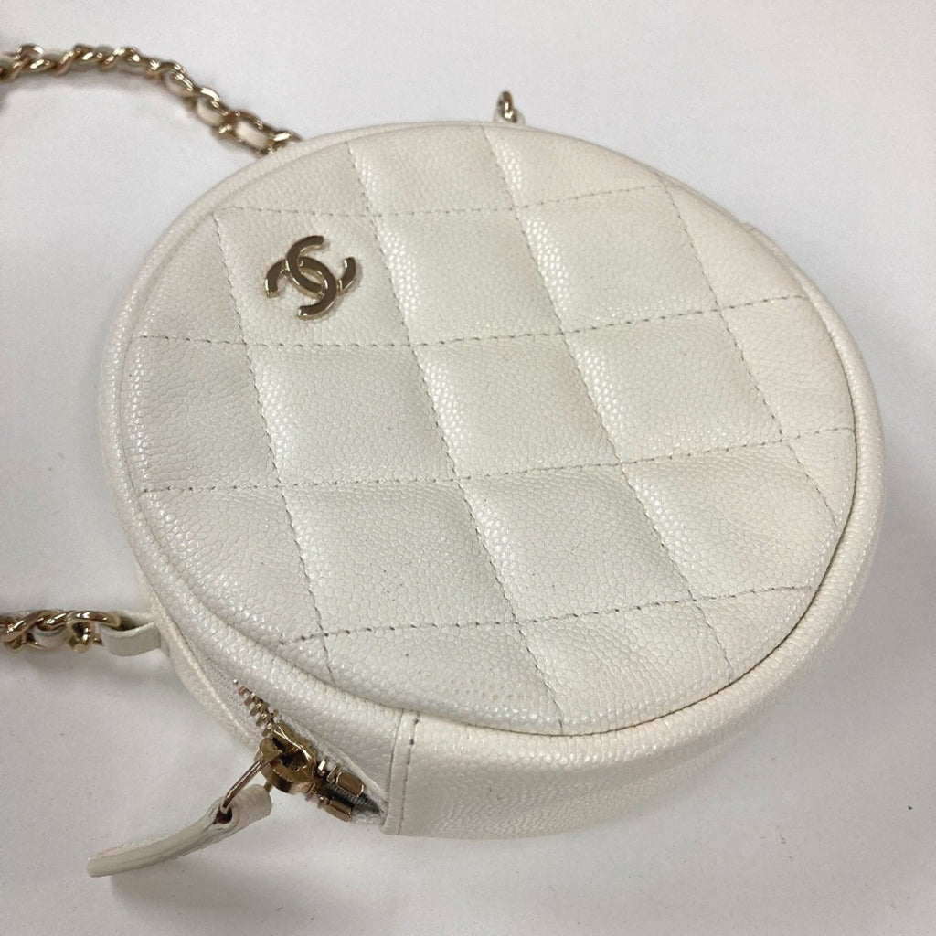 Chanel White Leather Shoulder Bag
