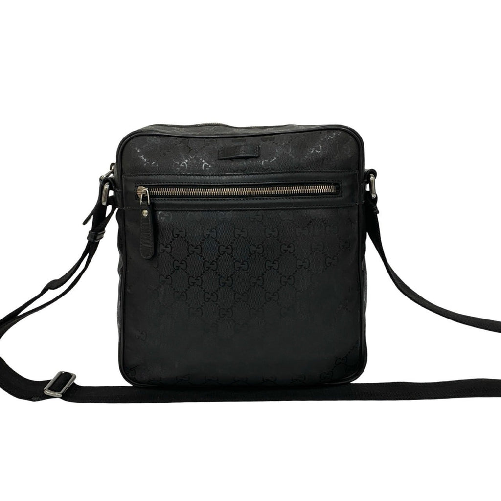 Gucci Black Leather Pvc Messenger Bag Pochette Shoulder Bag (Pre-Owned)