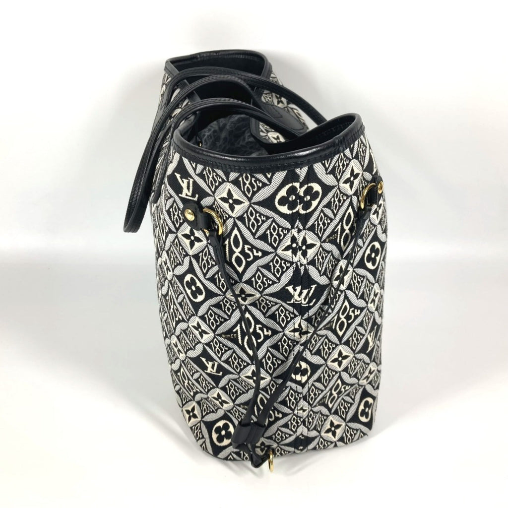 Louis Vuitton Black White Jacquard Leather Shoulder Bag Tote Bag