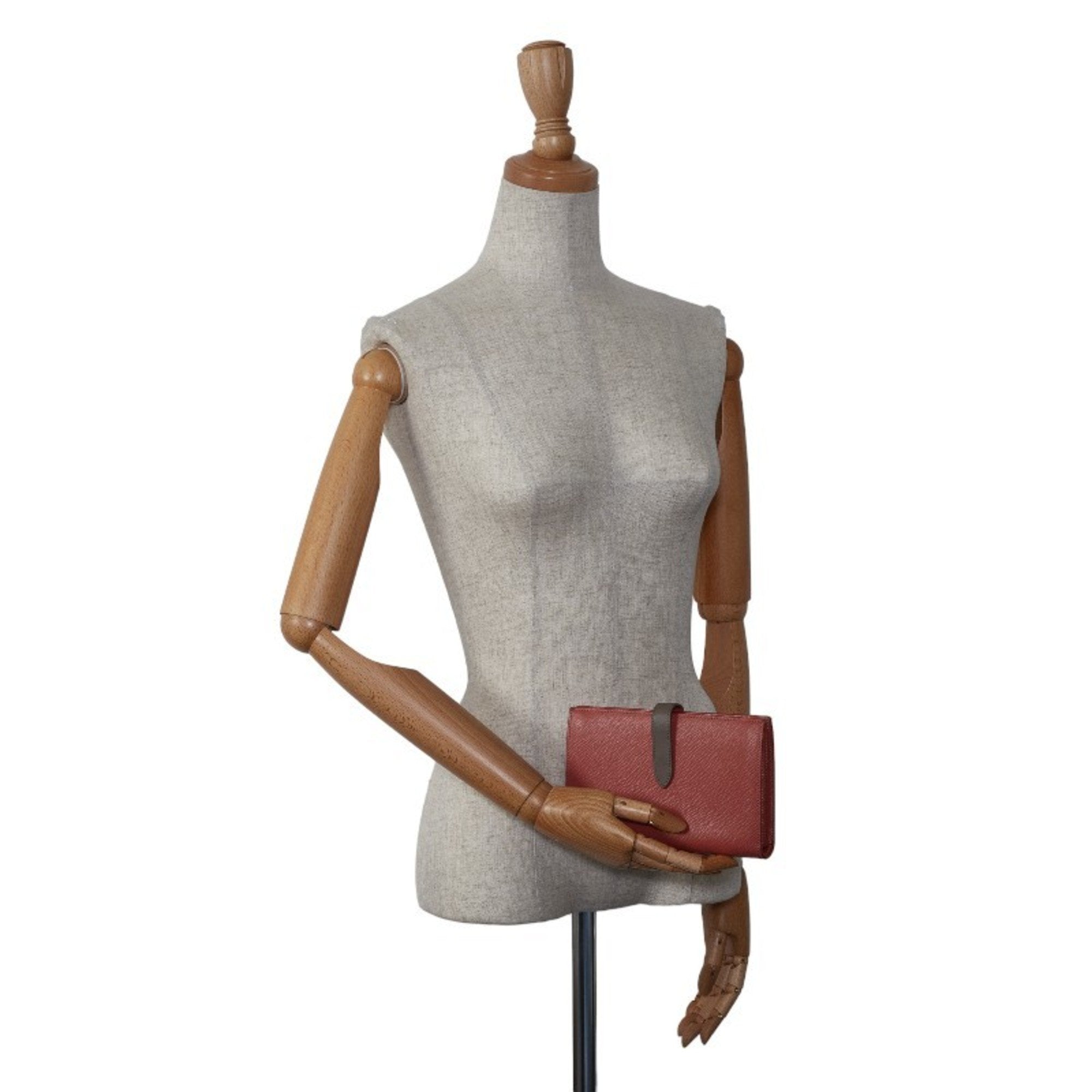 Celine Gray Pink Leather Long Wallet (Bi-Fold)