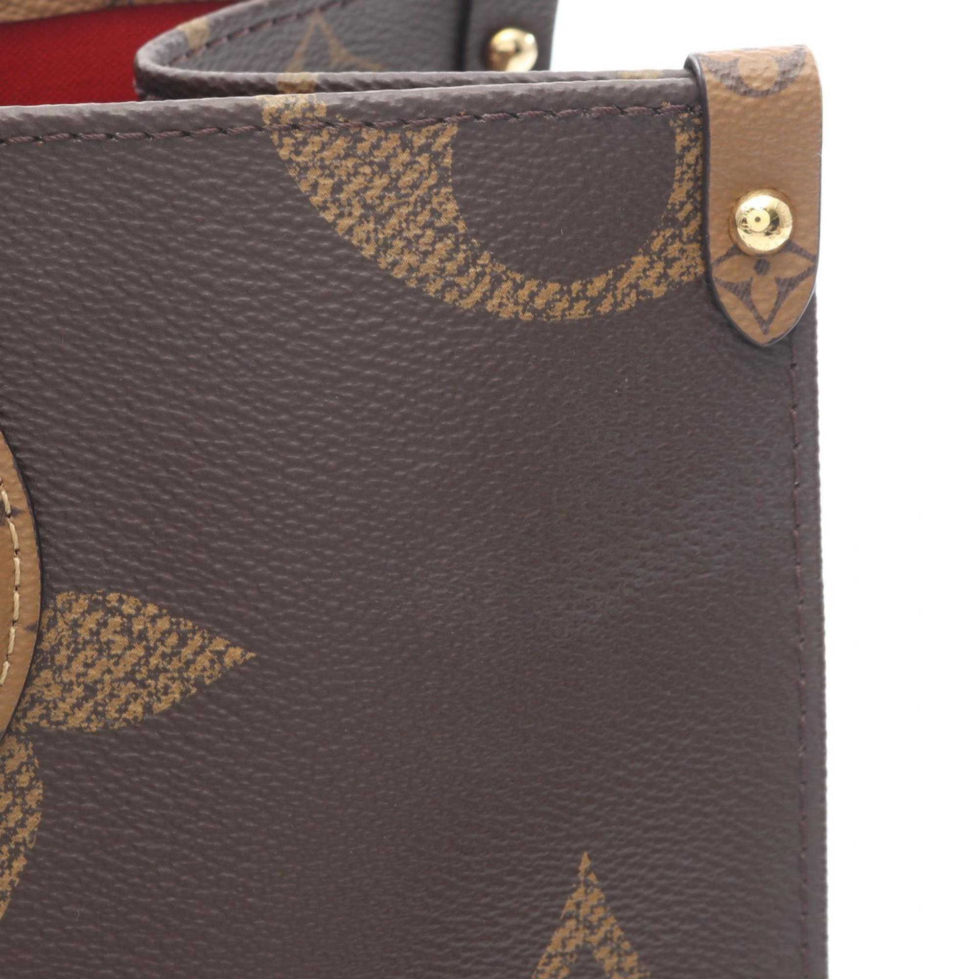 Louis Vuitton Beige Brown Coated Canvas Leather Handbag Tote Bag