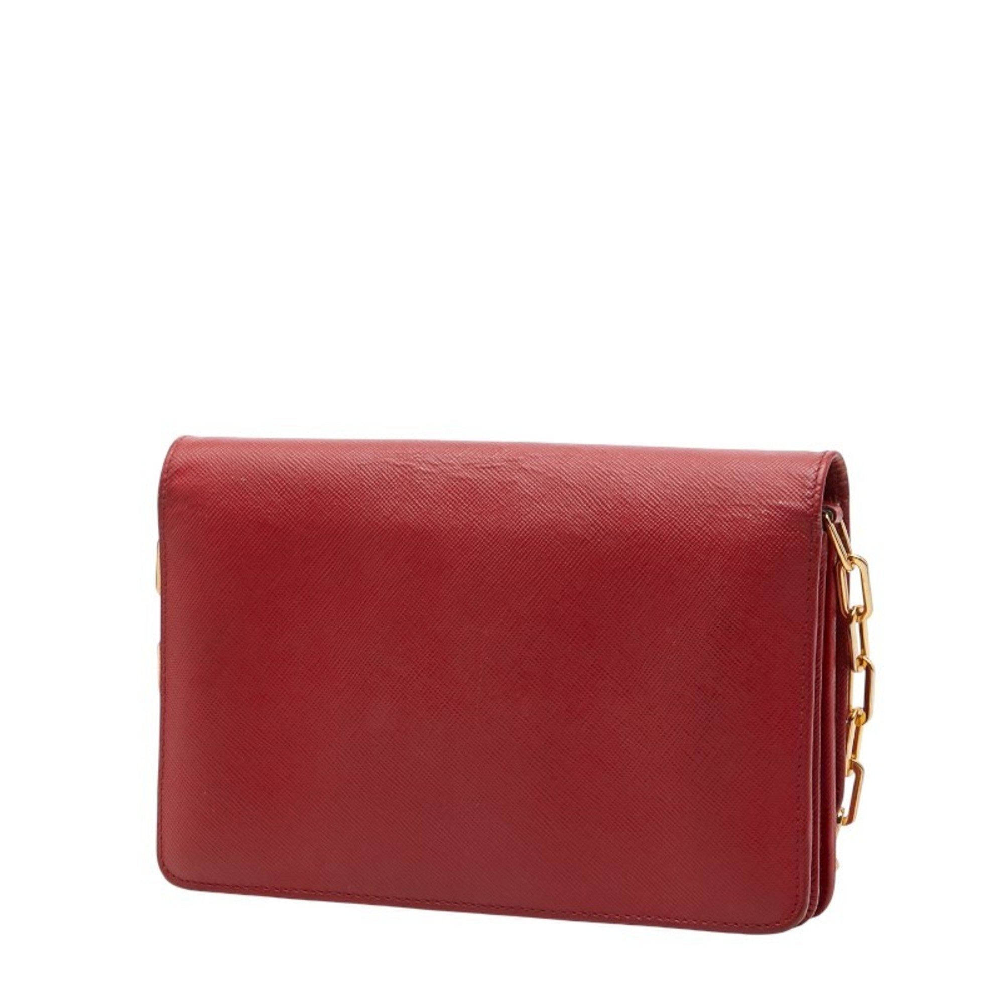 Prada Red Color Leather Shoulder Bag