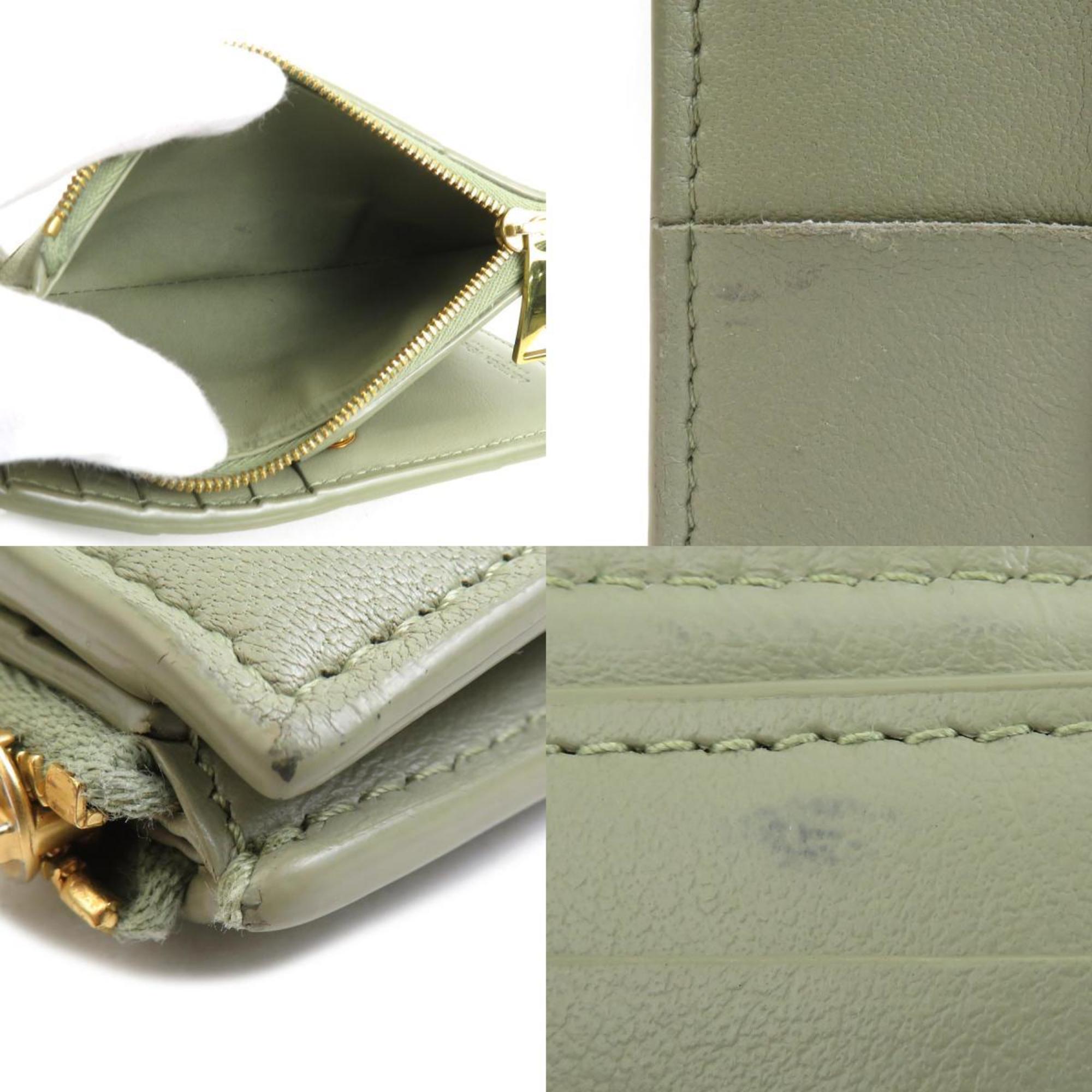 Bottega Veneta Green Leather Wallet (Bi-Fold)