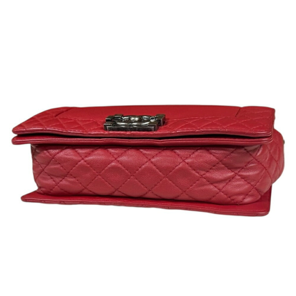 Chanel Boy Chanel Red Color Leather Shoulder Bag