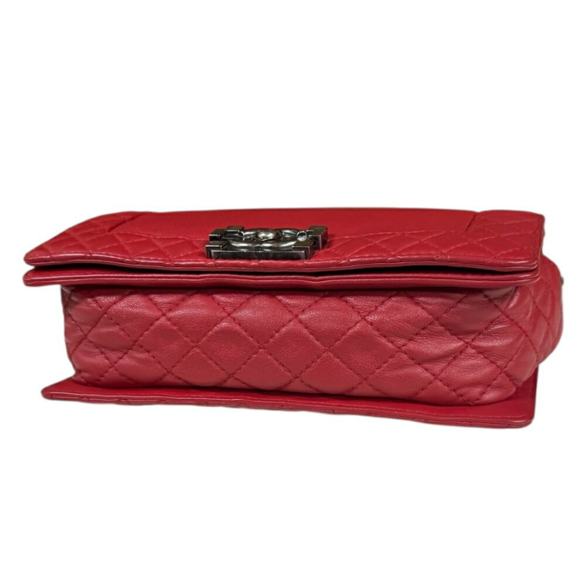 Chanel Boy Chanel Red Color Leather Shoulder Bag